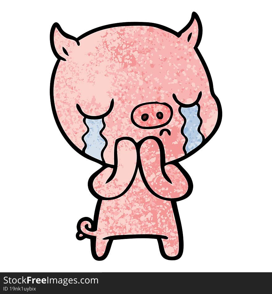 cartoon pig crying. cartoon pig crying