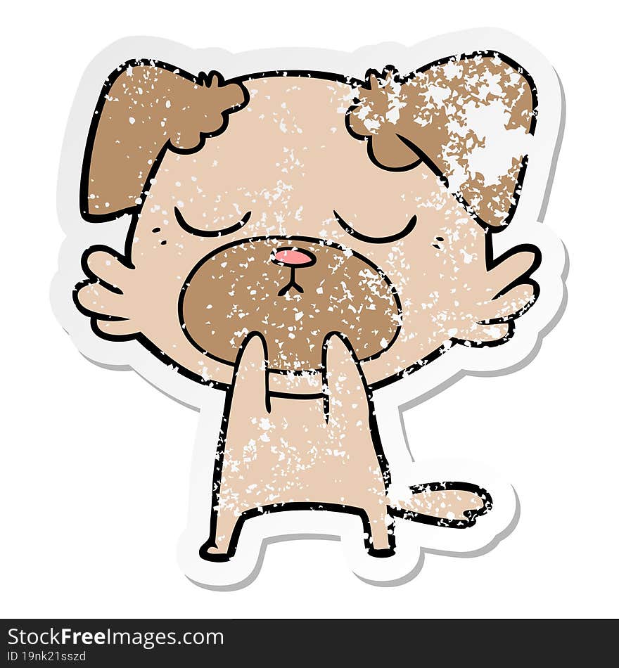 distressed sticker of a cute cartoon dog