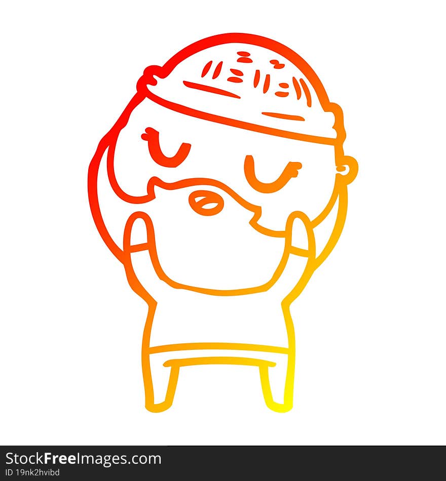 warm gradient line drawing cute cartoon man with beard