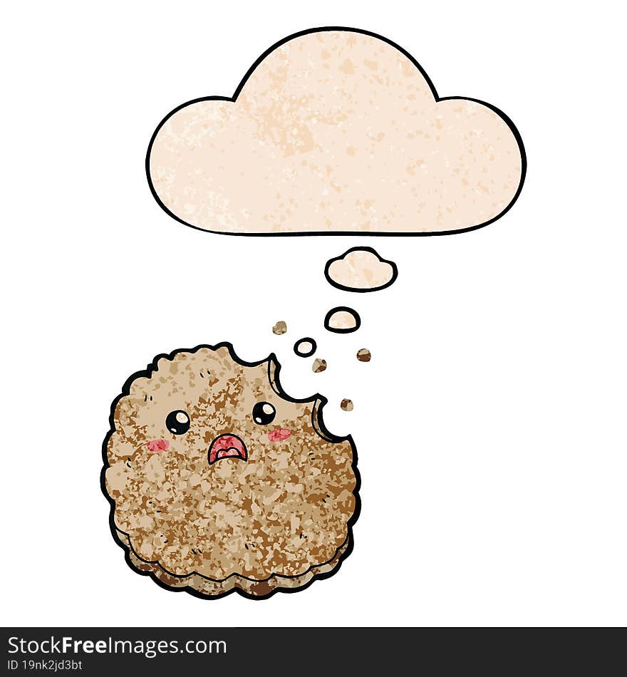 cartoon biscuit and thought bubble in grunge texture pattern style