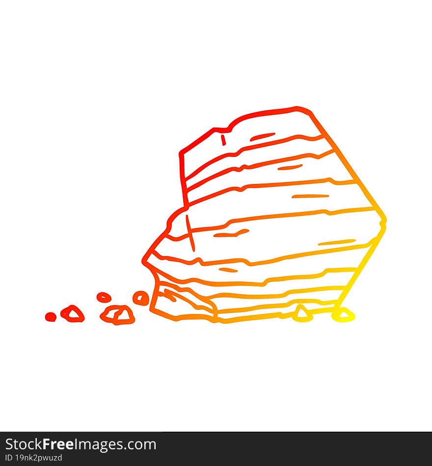 Warm Gradient Line Drawing Cartoon Large Rock