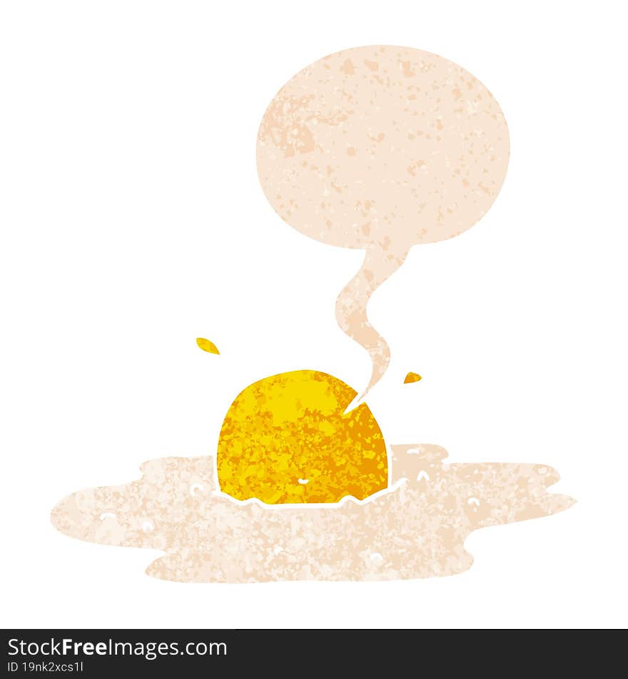 Cartoon Fried Egg And Speech Bubble In Retro Textured Style