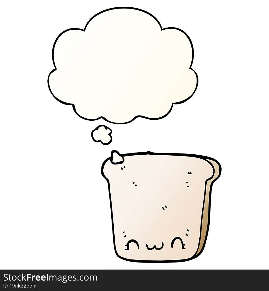 cartoon slice of bread with thought bubble in smooth gradient style