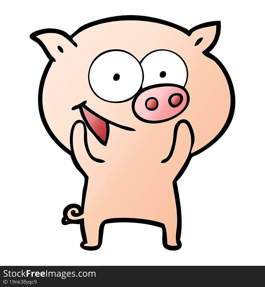 cheerful pig cartoon. cheerful pig cartoon