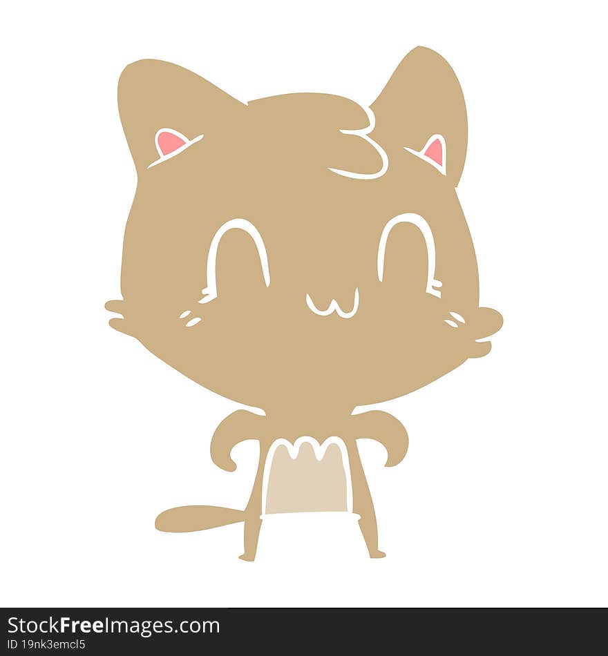 flat color style cartoon happy cat