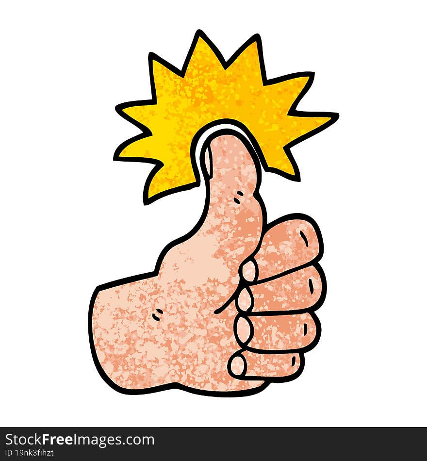 grunge textured illustration cartoon thumbs up symbol