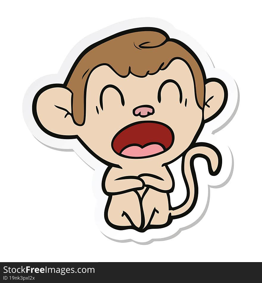 sticker of a yawning cartoon monkey