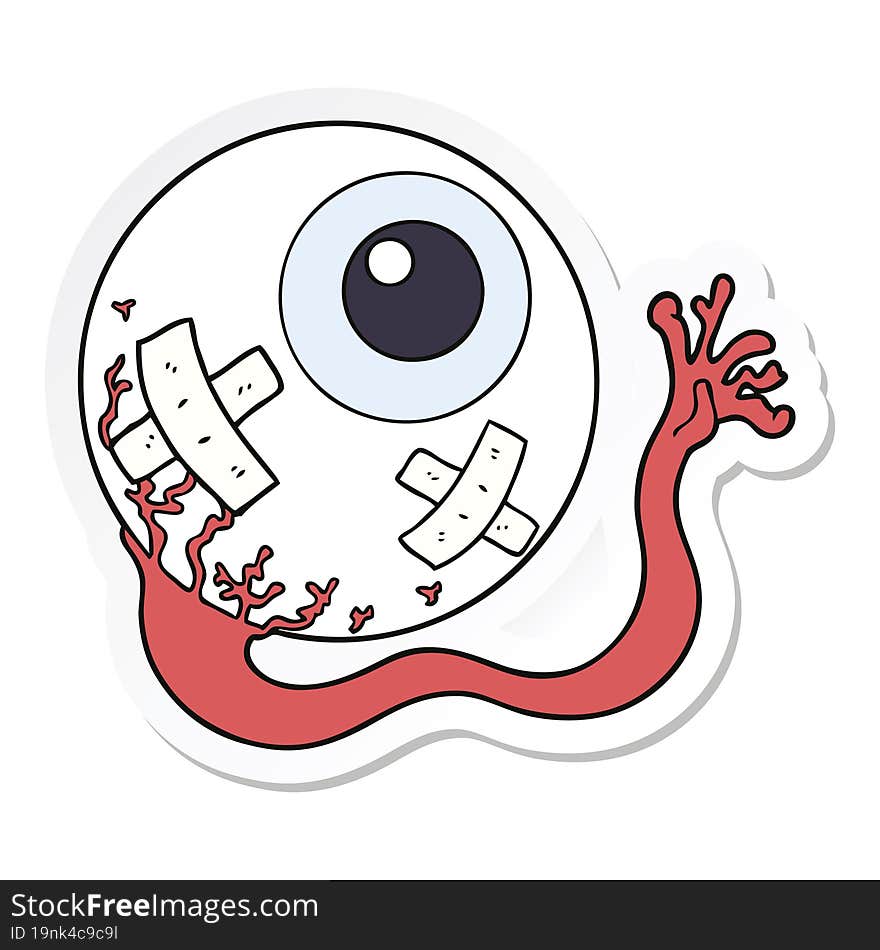 Sticker Of A Cartoon Injured Eyeball