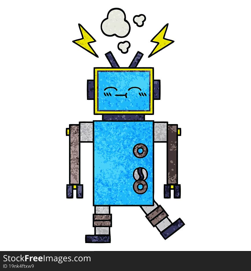 Retro Grunge Texture Cartoon Robot