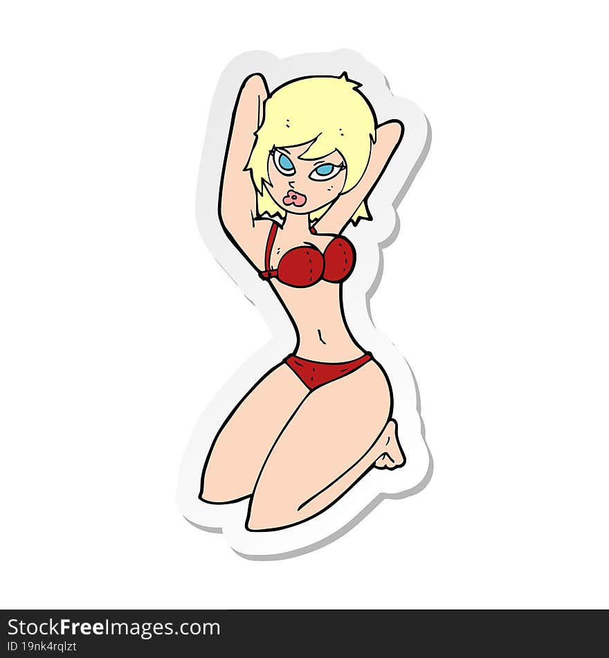 sticker of a cartoon sexy woman posing