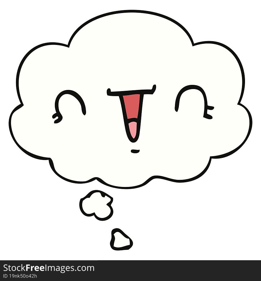 happy cartoon face with thought bubble. happy cartoon face with thought bubble