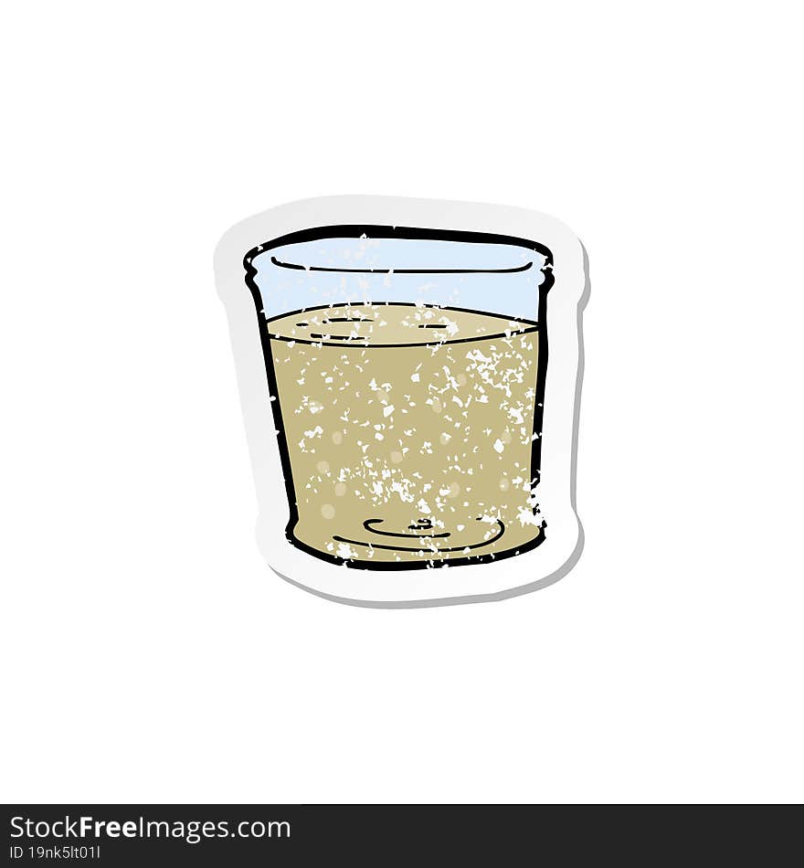 retro distressed sticker of a cartoon whiskey glass