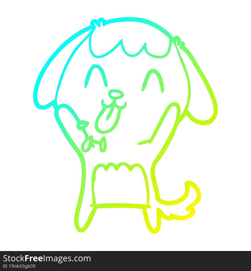 Cold Gradient Line Drawing Cute Cartoon Dog