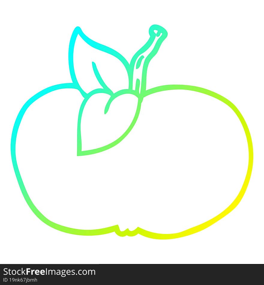 Cold Gradient Line Drawing Cartoon Juicy Apple