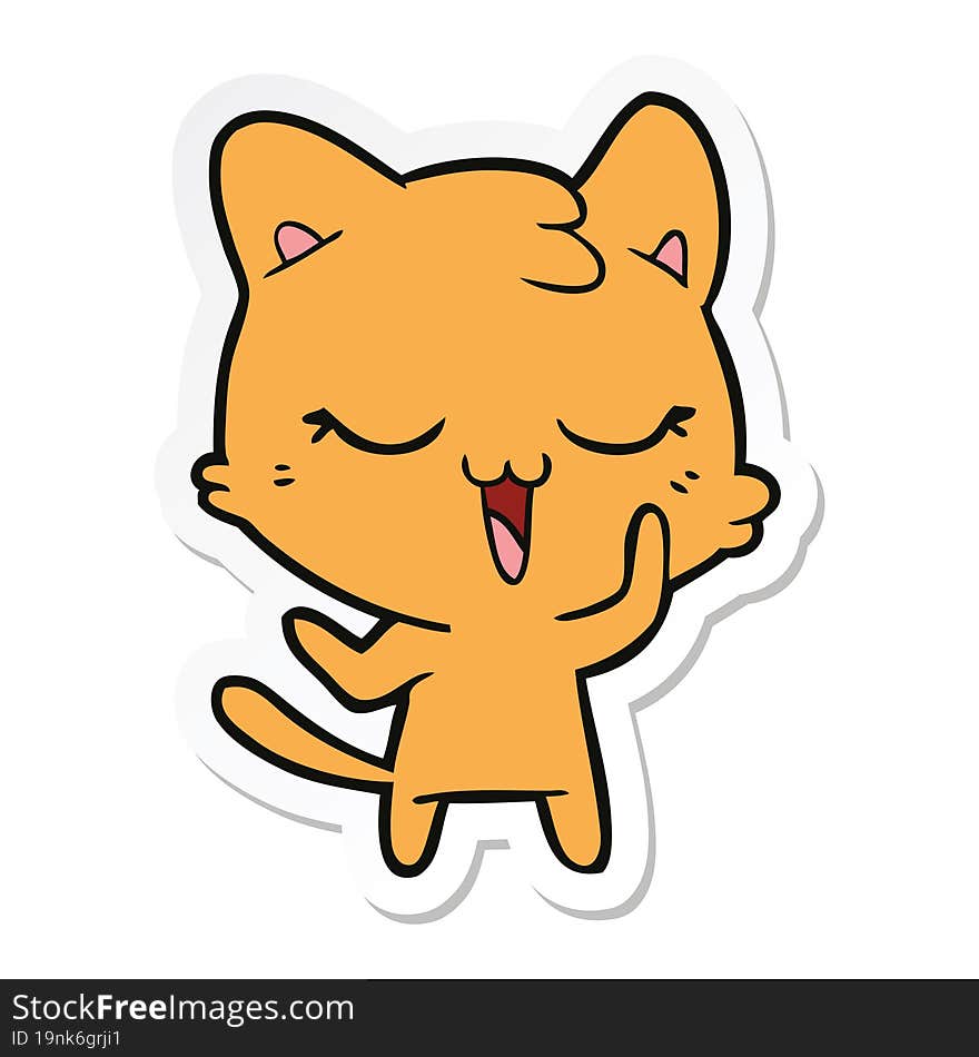 sticker of a happy cartoon cat