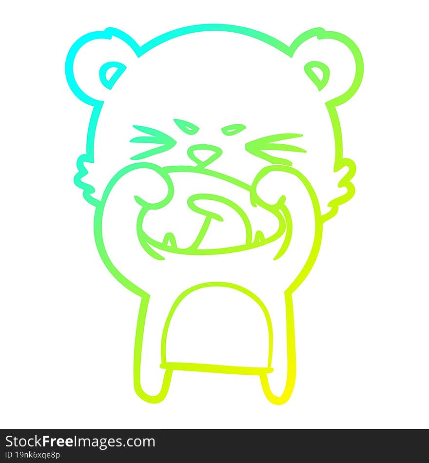 cold gradient line drawing angry cartoon bear