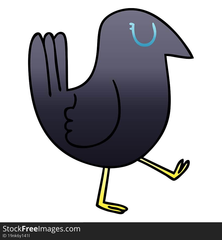 quirky gradient shaded cartoon crow