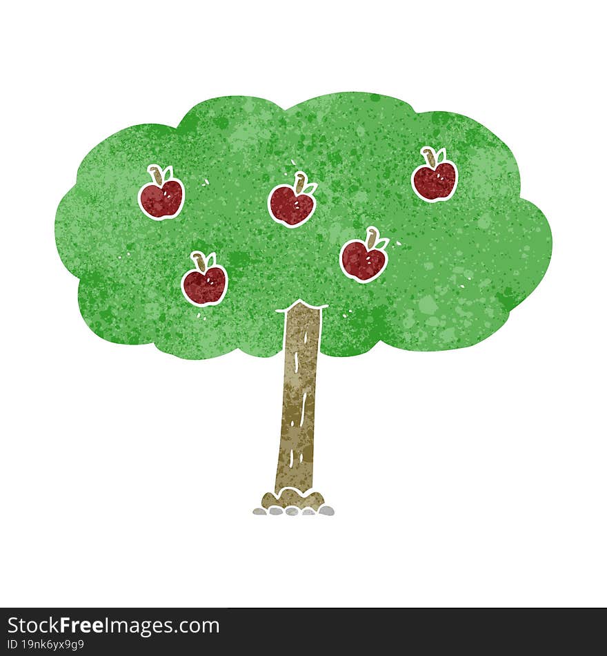 retro cartoon apple tree