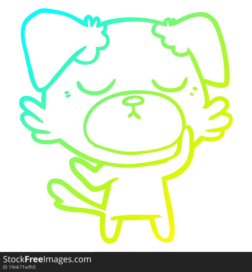 cold gradient line drawing of a cute cartoon dog