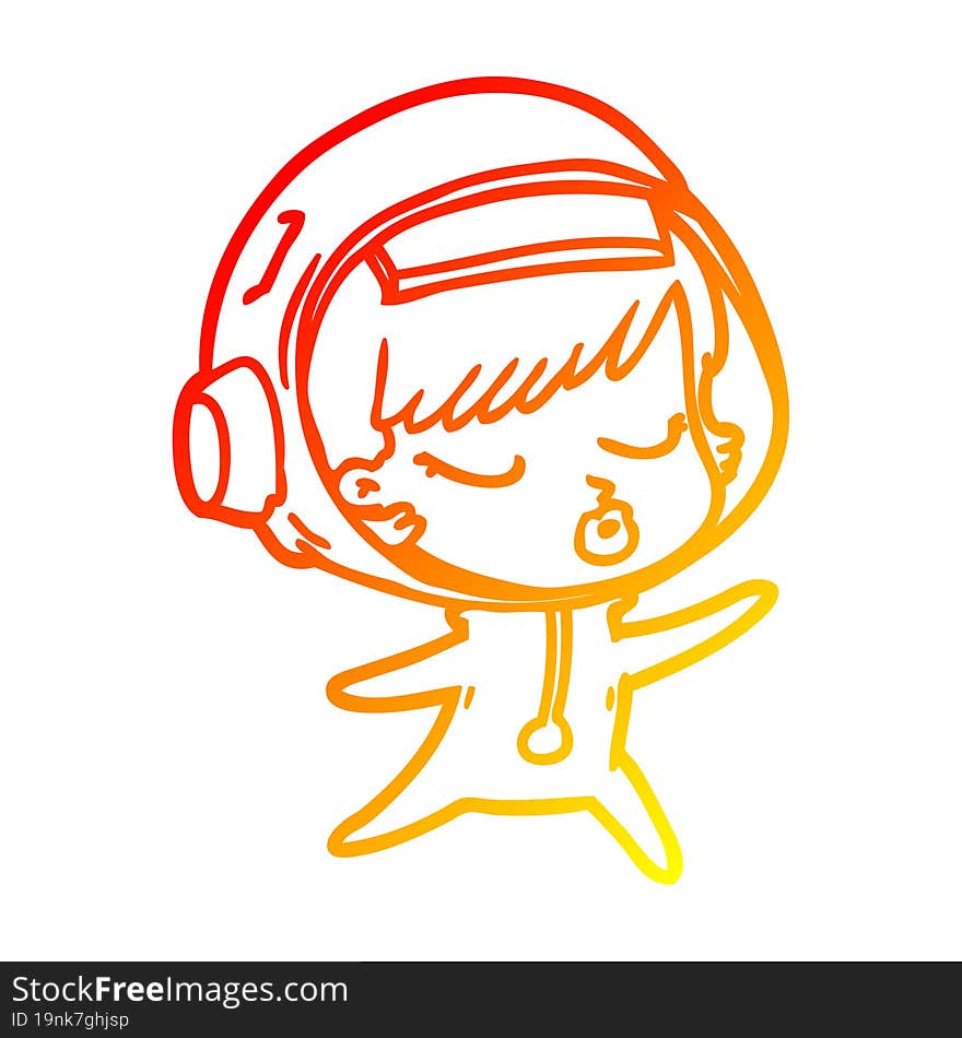 warm gradient line drawing cartoon pretty astronaut girl