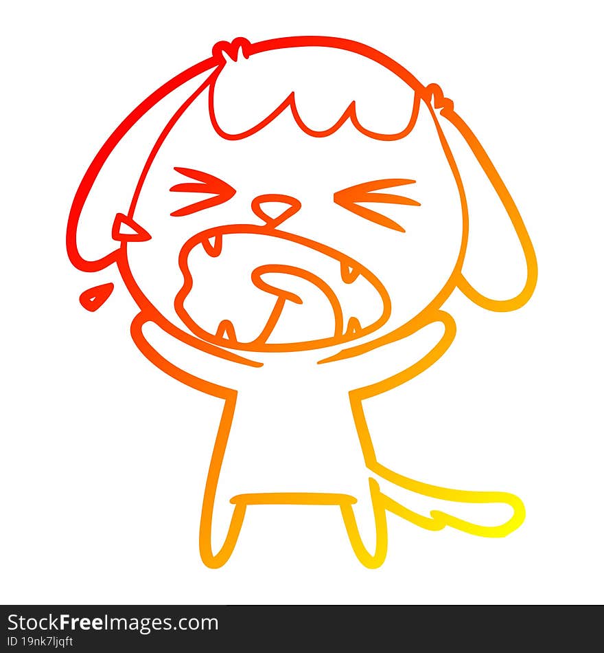 warm gradient line drawing of a cute cartoon dog barking