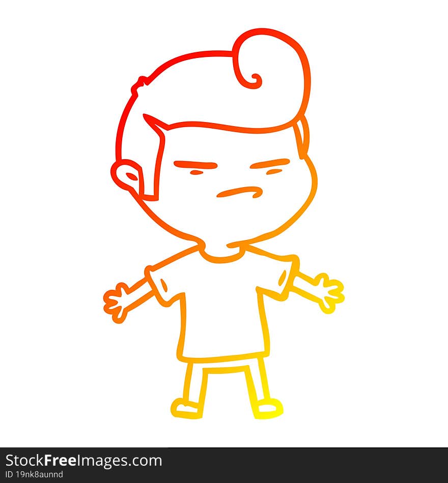 warm gradient line drawing cartoon cool guy with fashion hair cut