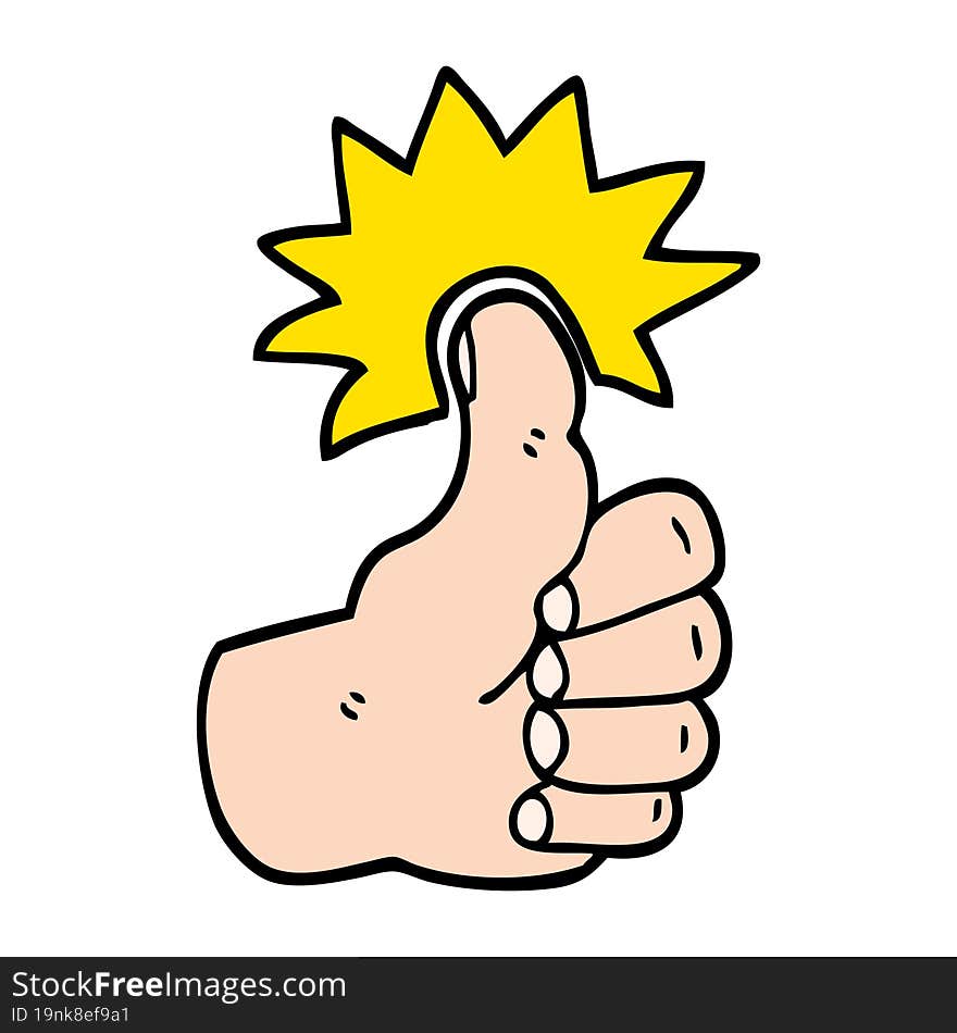 hand drawn doodle style cartoon thumbs up symbol