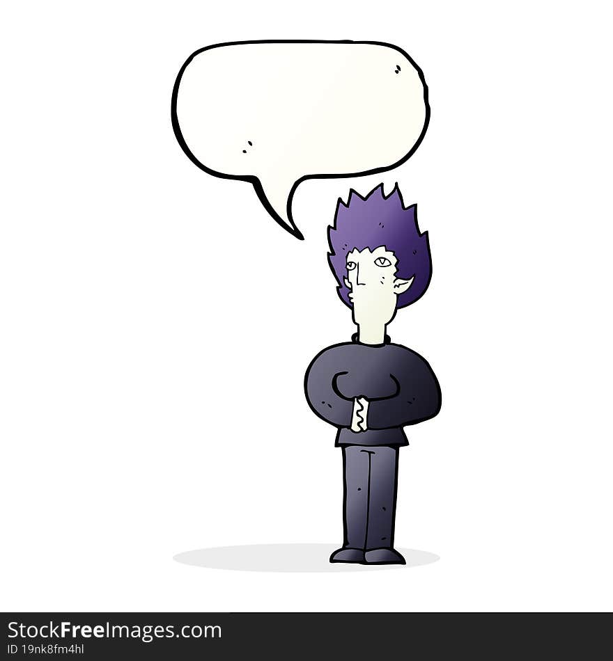 cartoon vampire man with speech bubble