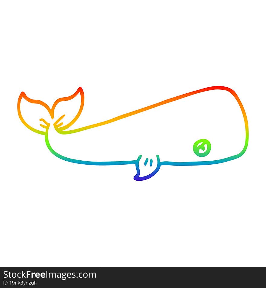 rainbow gradient line drawing cartoon sea whale