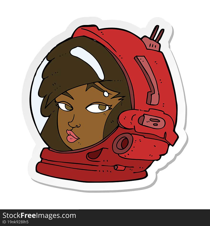 Sticker Of A Cartoon Female Astronaut