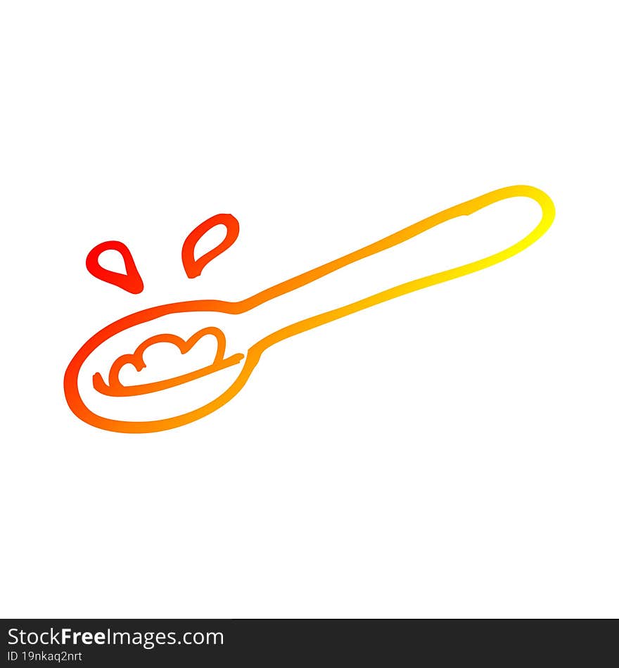 Warm Gradient Line Drawing Cartoon Ladle Of Food