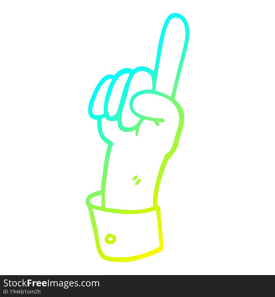 cold gradient line drawing of a cartoon pointing hand