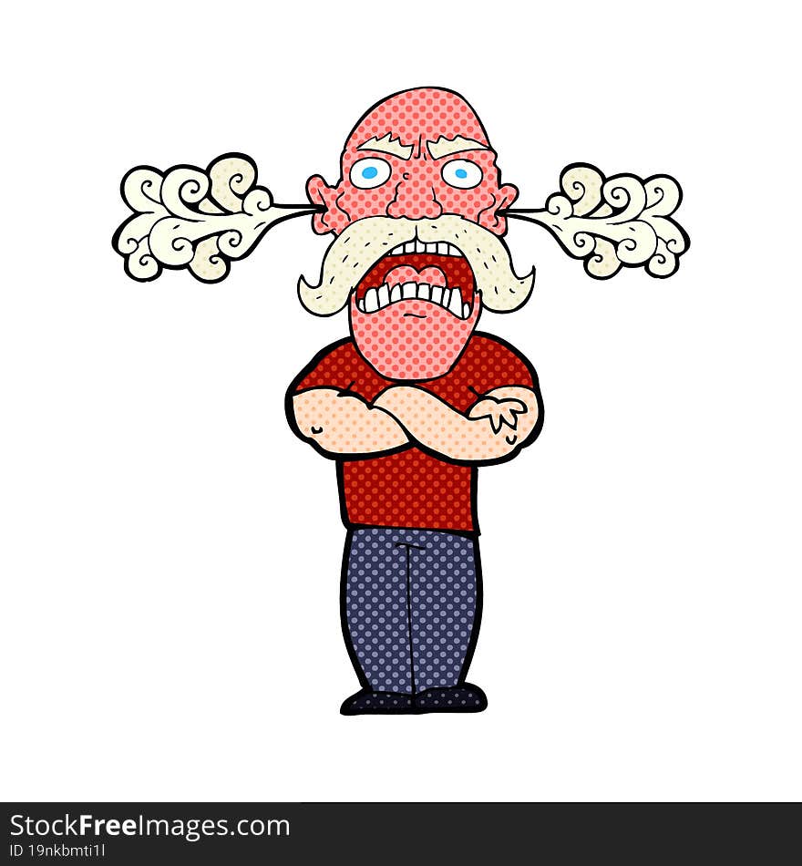 cartoon furious man with red face