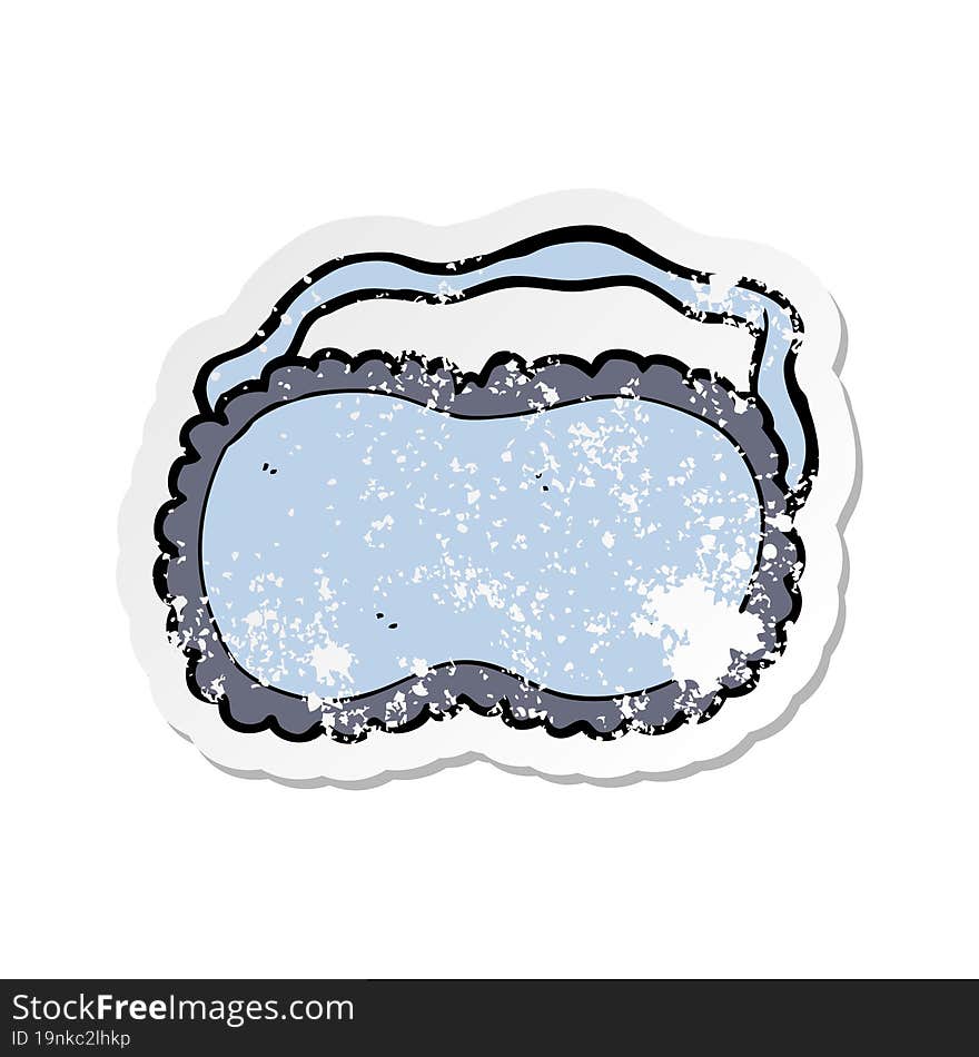 retro distressed sticker of a cartoon sleeping mask