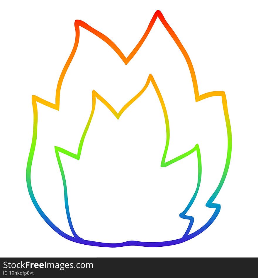 rainbow gradient line drawing cartoon fire explosion