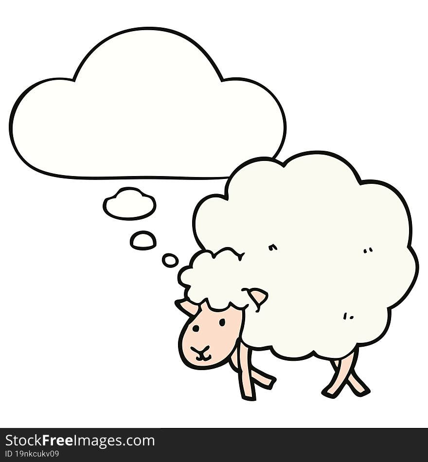 cartoon sheep and thought bubble