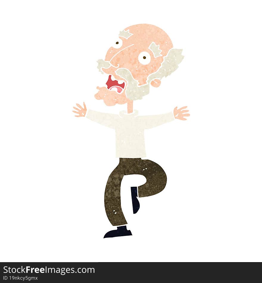 cartoon old man having a fright