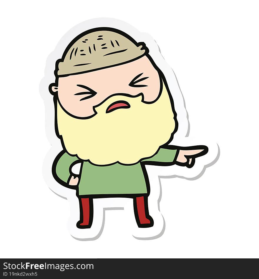 sticker of a cartoon man with beard