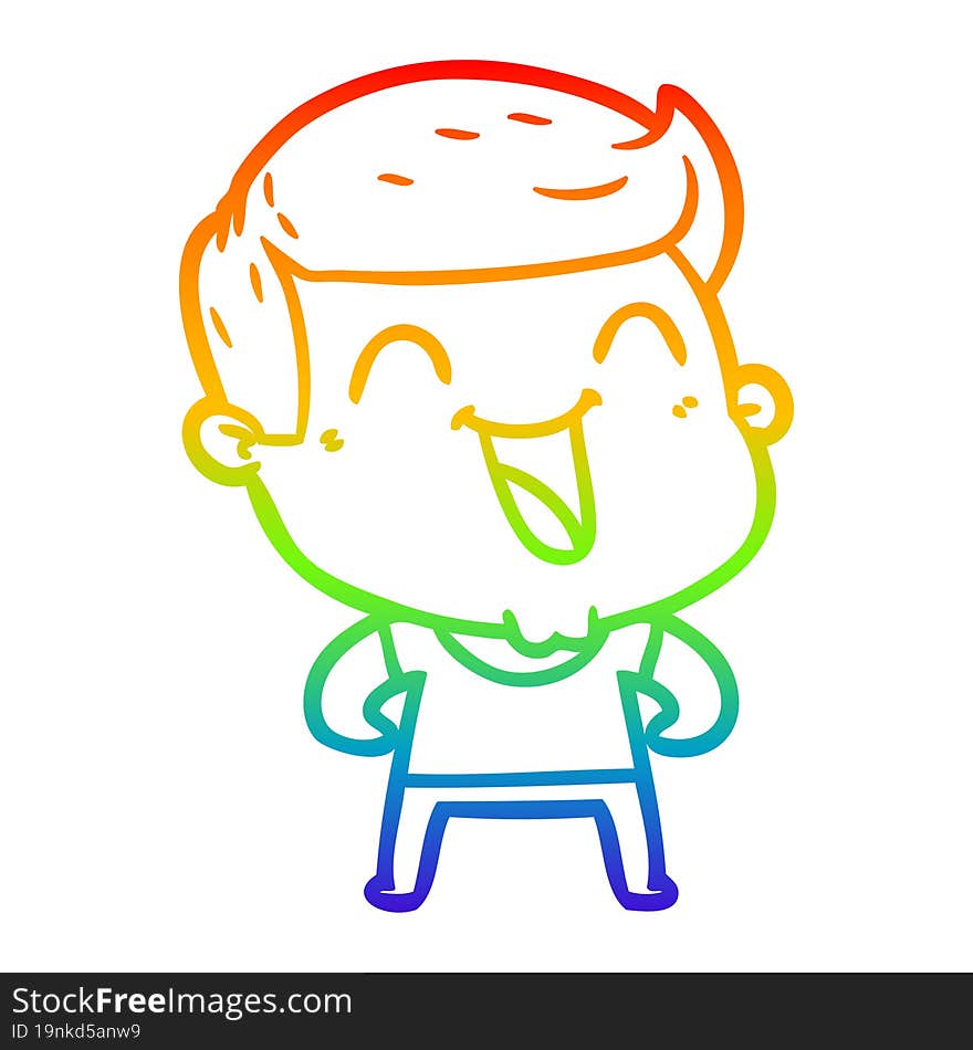 Rainbow Gradient Line Drawing Cartoon Man Laughing