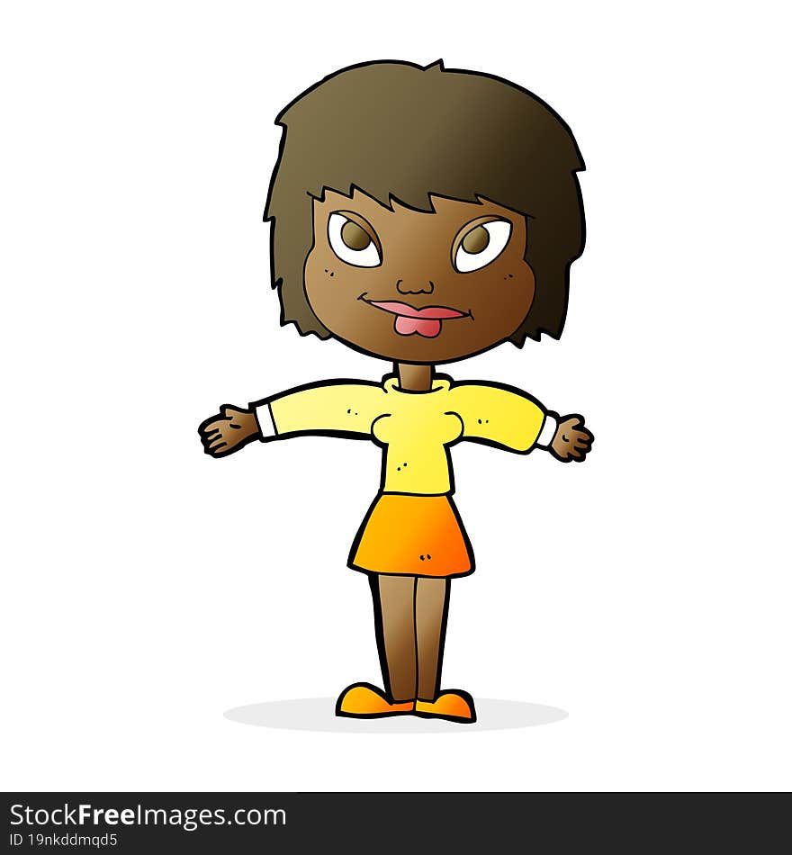 Cartoon Woman With Open Amrs