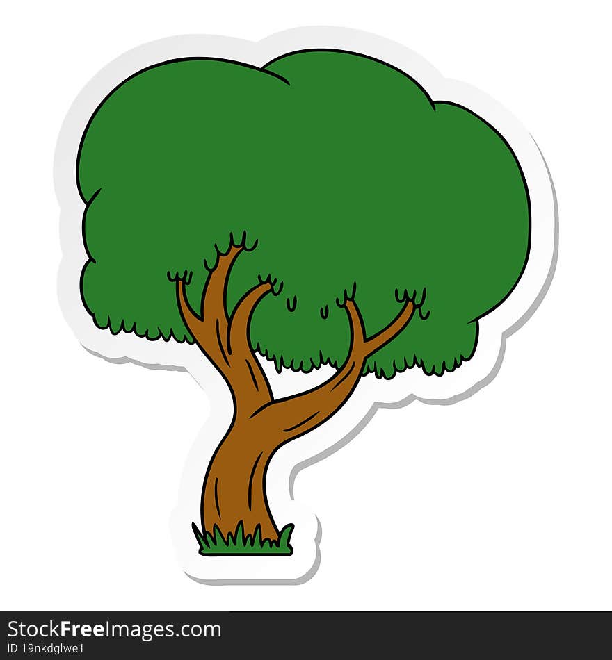 hand drawn sticker cartoon doodle of a summer tree