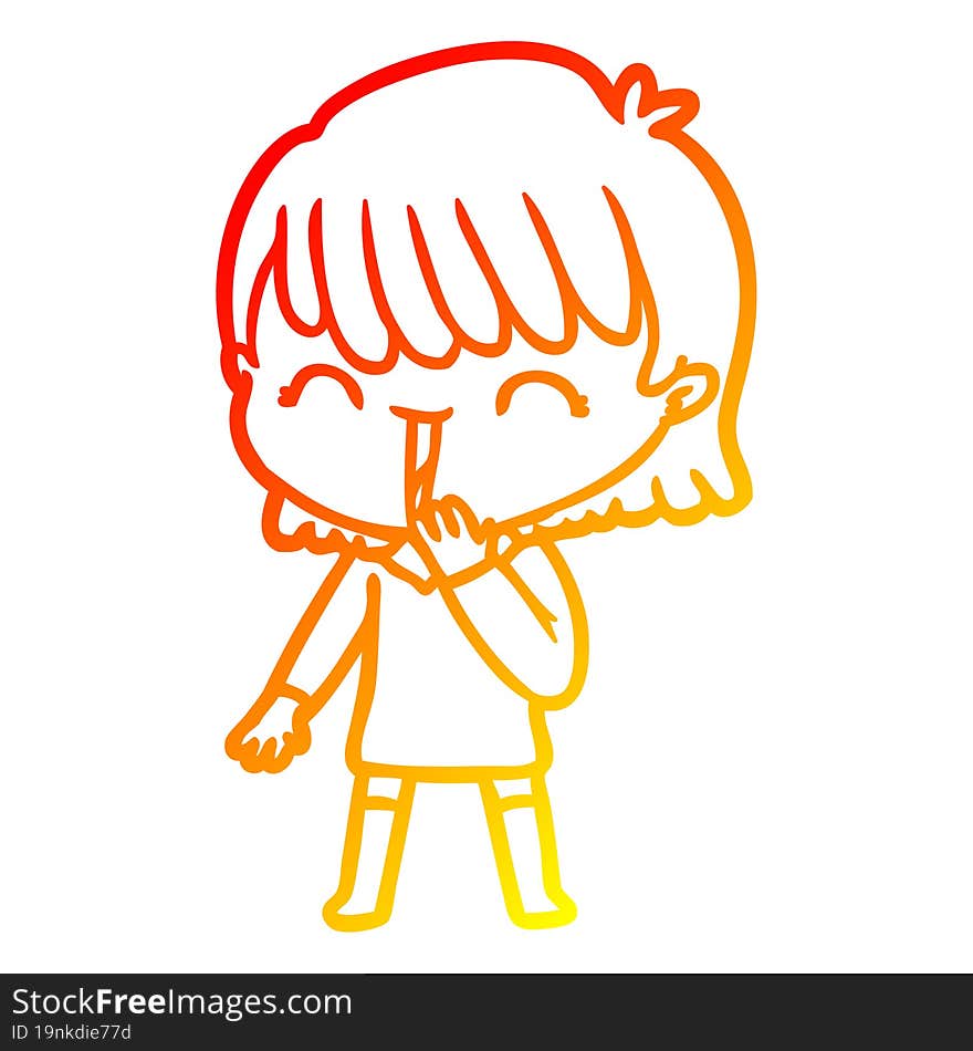 warm gradient line drawing of a cartoon woman