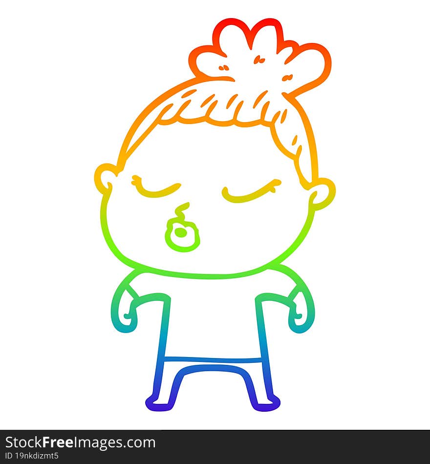 rainbow gradient line drawing cartoon calm woman