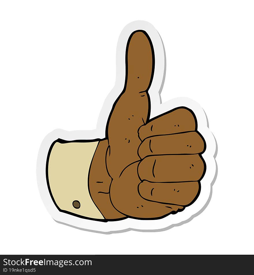 sticker of a cartoon thumbs up symbol