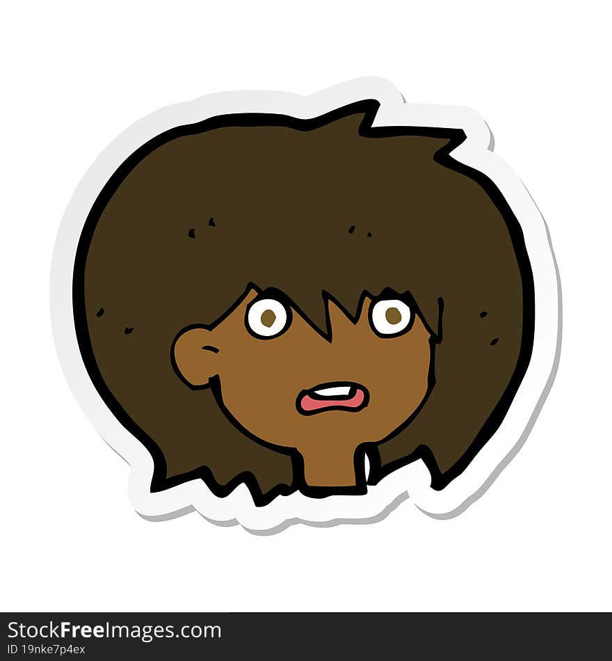 sticker of a cartoon shocked expression