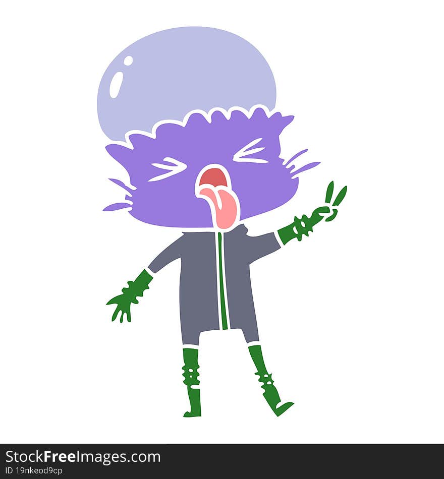 Weird Flat Color Style Cartoon Alien