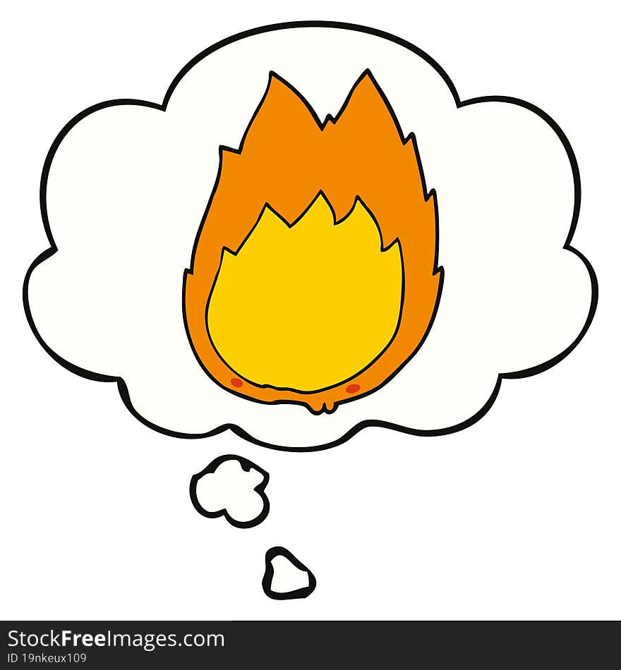 Cartoon Flames And Thought Bubble