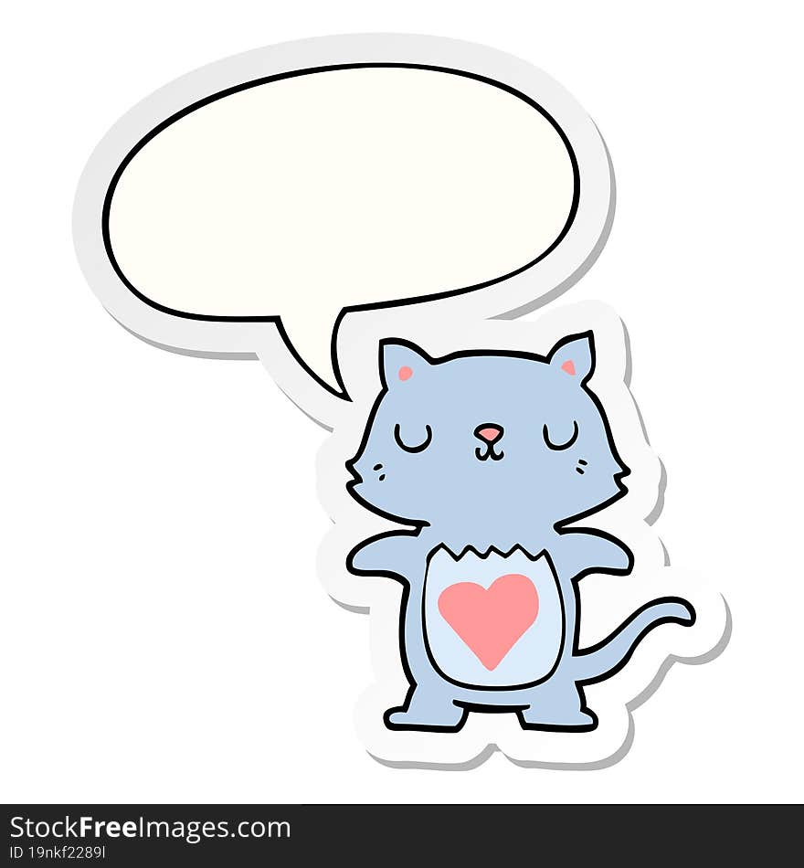 cute cartoon cat and speech bubble sticker