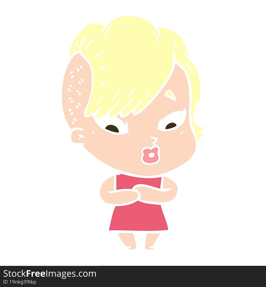 flat color style cartoon surprised girl