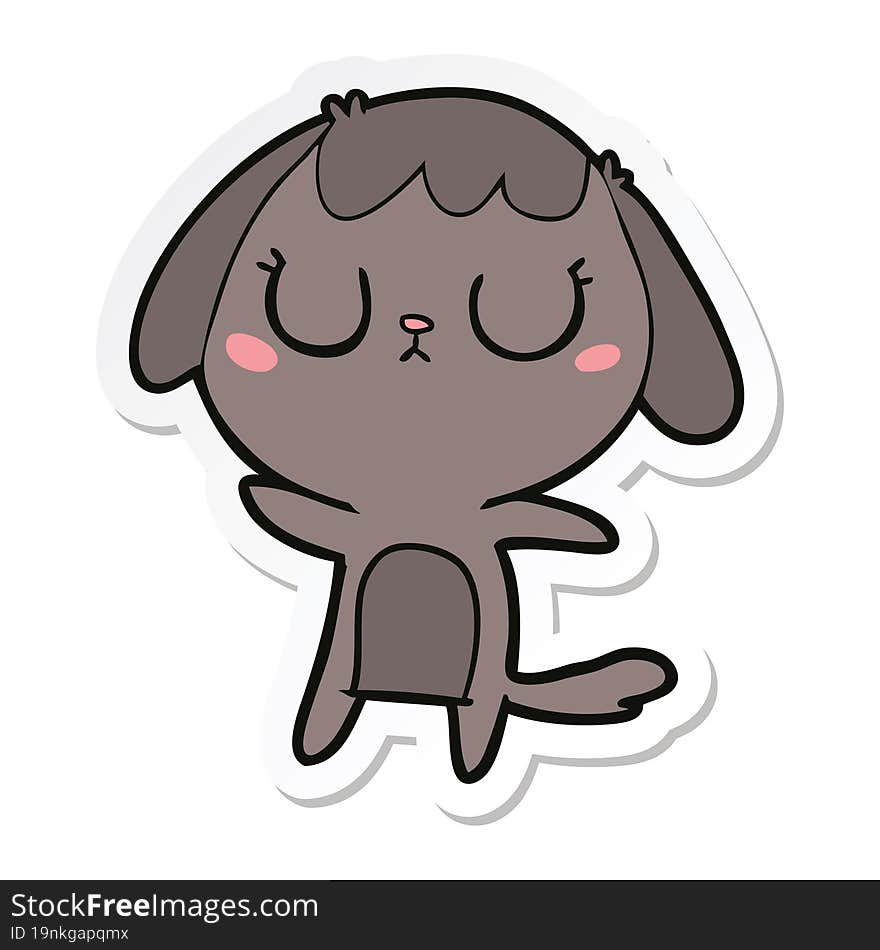 Sticker Of A Cute Cartoon Dog